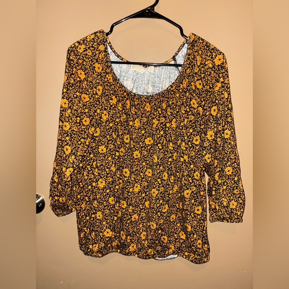 Michael Kors Floral Boho Peasant Blouse Size M